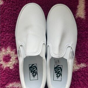Vans Classic White Canvas Slip-Ons